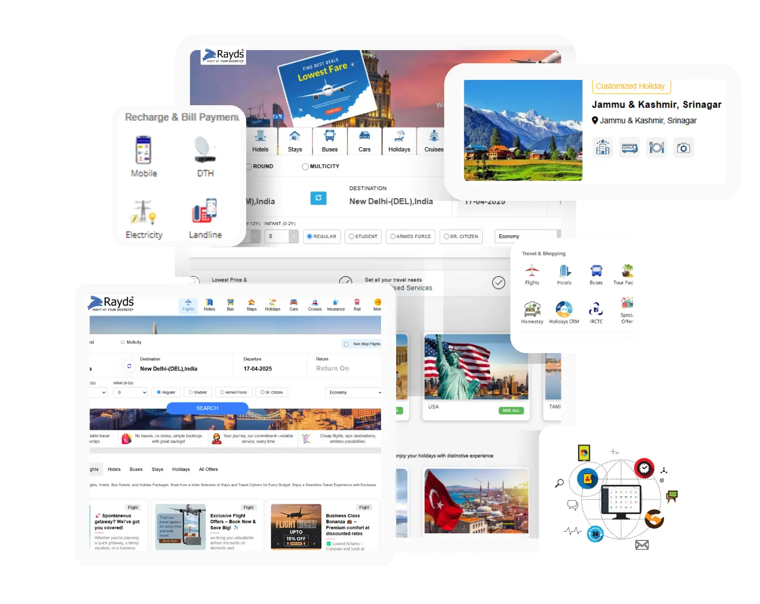 Business-to-consumer travel portal UI preview